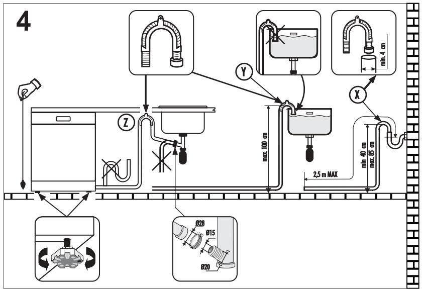 CANDY CDS 210 - Connecting the outlet hose - 1