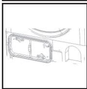 Line drawing of a vehicle front view showing dashboard and rear arch (no text or symbols)