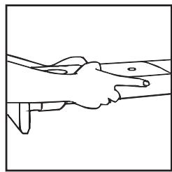 Line drawing of two hands exchanging a knife, no text or symbols.