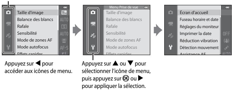 NIKON COOLPIX AW110 - Navigation entre les icônes de menu - 1