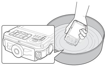 NIKON COOLPIX AW110 - Laissez le volet du logement pour accumulateur/carte mémoire fermé et rincez l'appareil photo à l'eau du robinet. - 1
