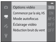 NIKON COOLPIX AW110 - Fonctions pouvant être réglées à l'aide de la commande MENU (Menu) (Menu Vidéo) - 1
