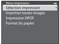 NIKON COOLPIX AW110 - Choisissez Sélection impression, Imprimer toutes images ou Impression DPOF, puis appuyez sur OK. - 1
