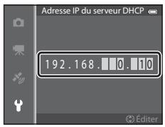 NIKON COOLPIX AW110 - Saisie de caractères pour les options Canal, Masque de sous-réseau et Adresse IP du serveur DHCP - 1