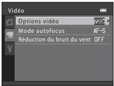 NIKON COOLPIX L320 - Fonctions pouvant être régles en appuyant sur la commande MENU (menu Video) - 1
