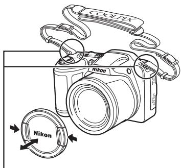 NIKON COOLPIX L320 - Fixation de la dragonne de l'appareil photo et du bouchon d'objectif - 2