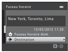 NIKON COOLPIX L320 - Appuyez sur ou pour sélectionner le fuseau horsaire de destination. - 2