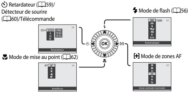 NIKON COOLPIX P7700 - Fonctions pouvant être régliées à l'aide du sélecteur multidirectionnel - 1