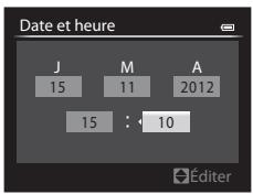 NIKON COOLPIX P7700 - Appuyez sur la commande , , ou pour régler la date et l'heure, puis appuyez sur OK. - 1