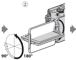 NIKON COOLPIX P7700 - Ouverture et réglage de l'inclinaison du moniteur - 2