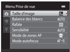 NIKON COOLPIX S1200PJ - Options du menu prise de vue en mode (auto) - 1