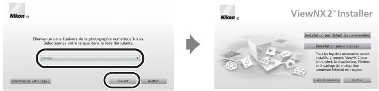 NIKON COOLPIX S3300 - Sélectionnez une langue dans la boîte de dialogue de sélection de la langue pour ouvrir la fenêtre d'installation. - 1