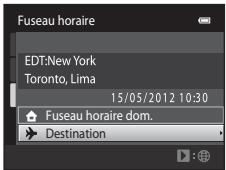 NIKON COOLPIX S3300 - Appuyez sur ◀ ou ▶ pour sélectionner le fuseau horaire de destination. - 2