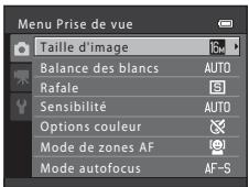 NIKON COOLPIX S6200, COOLPIX S6500 - Options disponibles dans le menu de prise de vue automatique - 1