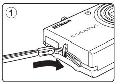 NIKON COOLPIX S6200, COOLPIX S6500 - Fixation de la dragonne de l'appareil photo - 1