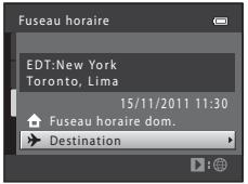 NIKON COOLPIX S6200, COOLPIX S6500 - Appuyez sur ou pour selectionner le fuseau horsaire de destination. - 2