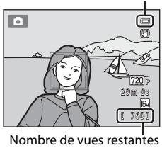 NIKON COOLPIX S6200, COOLPIX S6500 - Vérifiez l'indicateur du niveau de charge de l'accumulateur et le nombre de vues restantes. - 1