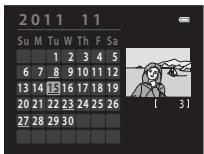 NIKON COOLPIX S6200, COOLPIX S6500 - Affichage par planche d'imagettes, affichage du calendrier - 5