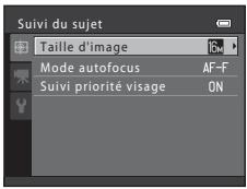 NIKON COOLPIX S6200, COOLPIX S6500 - Options disponibles dans le menu Suivi du sujet - 1