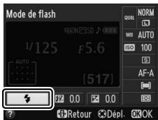 NIKON D3200 - Afficher les options du mode de flash. - 2