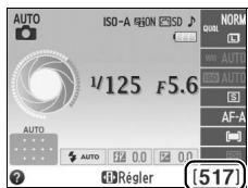 NIKON D3200 - Niveau de charge de l'accumulateur et capacité des cartes - 2