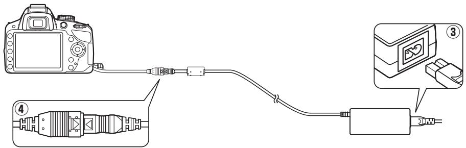 NIKON D3200 - Raccorder l'adaptateur secteur. - 1