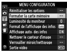 NIKON D3200 - Afficher les options de formatage. - 1