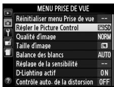 NIKON D3200 - Afficher le menu picture control. - 1