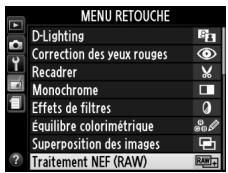 NIKON D3200 - Sélectionner traitement NEF (RAW). - 2