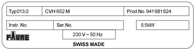FAURE CVH652M - Plaquette signalétique - 1