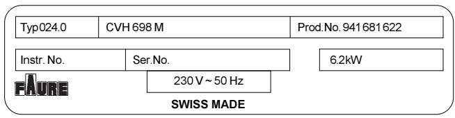 FAURE CVH698M - Plaquette signalétique - 1