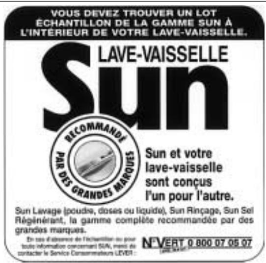 FAURE LVA155 - Vaisselle non indiquée pour le lavage en lave-vaisselle - 1