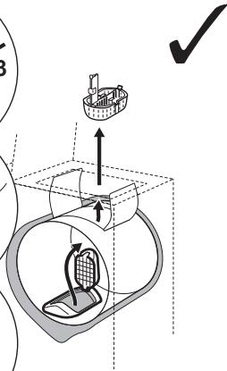 Diagram illustrating a mechanical or fluid system with labeled components and directional arrows, including a checkmark and a grid-like structure.