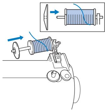 BROTHER DS-140, DS 140 - Faites glisser le capuchon de bobine sur le porte-bobine. - 1
