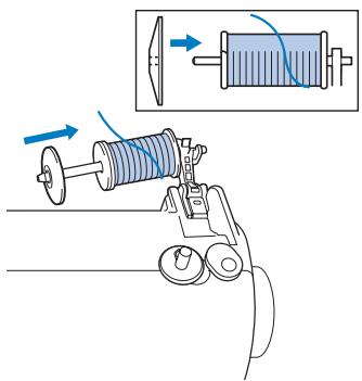 BROTHER DS-140, DS 140 - Faites glisser le capuchon de bobine sur le porte-bobine. - 1
