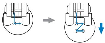 BROTHER DS-140, DS 140 - Placez un bouton entre le pied-de-biche et le tissu. - 2