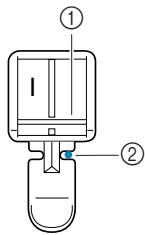 BROTHER INNOVIS 15 - Fixez le support du pied-de-biche au crochet droit du pied pour fermetures à glissière "I". Si les points sont cousus à droite (côté opposé de cet exemple), fixez le support du pied-de-biche au crochet gauche du pied pour fermetures à glissière. - 1