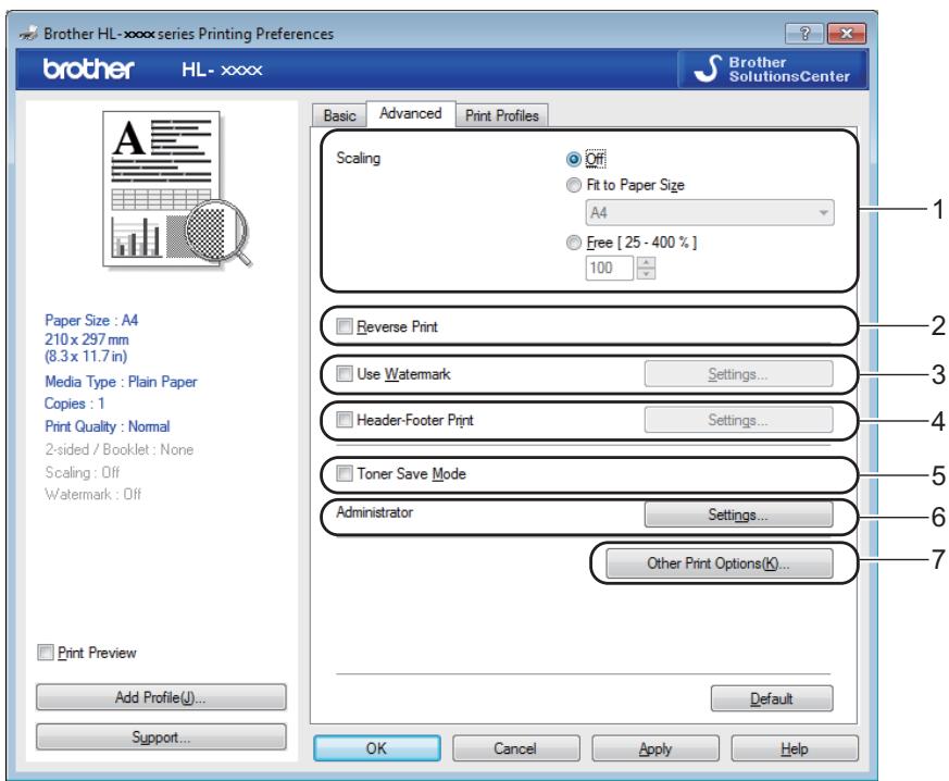 BROTHER HL-L1210W - Advanced tab - 1