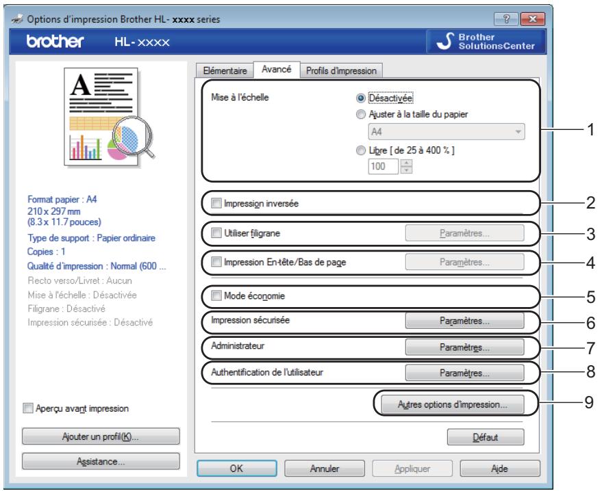 Options d'impression Brother HL- xxxx series brother HL- xxxx Brother SolutionsCenter Elémentaire Avancé Profils d'impression Mise à l'échelle Désactivée Ajuster à la taille du papier A4 Libre [ de 25 à 400 % ] 100 Format papier : A4 210 x 297 mm (8.3 x 11.7 pouces) Type de support : Papier ordinaire Copies : 1 Qualité d'impression : Normal (600 ... Recto verso/Livret : Aucun Mise à l'échelle : Désactivée Filigrane : Désactivé Impression sécurisée : Désactivé Aperçu avant impression Ajouter un profil(K)... Assistance... Impression inversée Utiliser filigrane Paramètres... Impression En-tête/Bas de page Paramètres... Mode économie Impression sécurisée Paramètres... Administrateur Paramètres... Authentication de l'utilisateur Paramètres... Autres options d'impression... Défaut OK Annuler Appliquer Aide