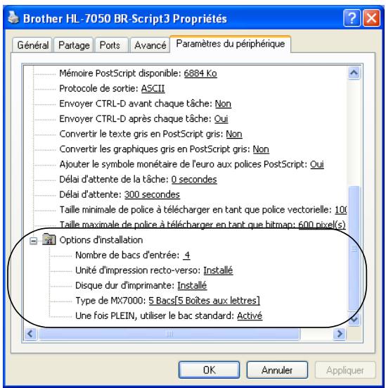 BROTHER HL-7050ND - Onglet paramètres du périphérique - 1
