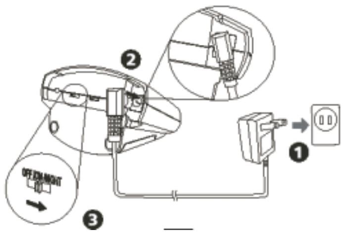LOGICOM BABY LOG 700 - 2-3 Installation de l'adaptateur secteur : - 1