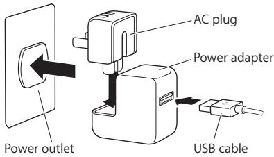 APPLE UNIVERSAL DOCK - To use the Dock with the Apple USB Power Adapter: - 1
