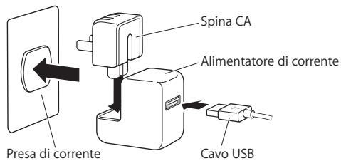 APPLE UNIVERSAL DOCK - Per utilizzare il Dock con l'alimentatore di corrente USB Apple: - 1