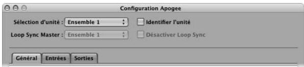 APPLE APOGEE - Paramètres globaux - 1