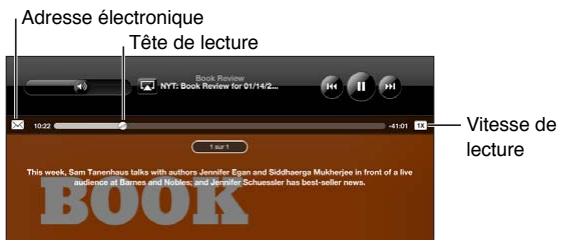 APPLE IPAD 2 - Commandes pour les podcasts et les livres audio - 1