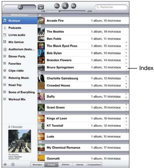 APPLE IPAD 2 - Utilisation de liste des - 1