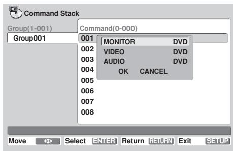 PIONEER DVD-V8000 - 2) Servez-vous des touches de curseur haut/bas (↑, ↓) pour sélectionner [MONITOR], puis servez-vous des touches gauche/droite (←, →) pour sélectionner [DVD], [EXTERNAL] ou [PRESERVE]. - 1