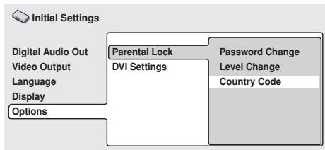 PIONEER DVD-V8000 - Use the cursor buttons (↑, ↓, ←, →) to select [Country Code]. - 1