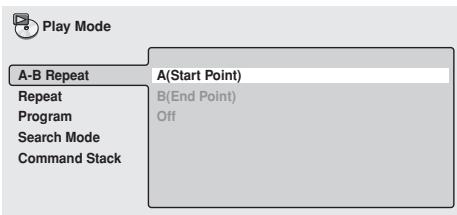 PIONEER DVD-V8000 - Select [A(Start Point)], and press the ENTER button at the desired start point (A). - 1