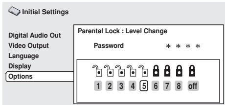 PIONEER DVD-V8000 - Use the right/left cursor buttons ( , ) to select a Parental Lock level. - 1